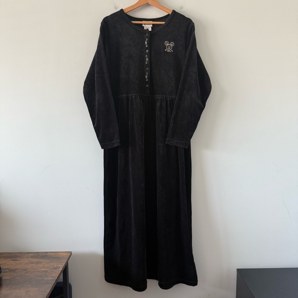 Vtg 90s Walt Disney World Velvet Long Sleeve Maxi Dress Medium Villain Witchy
